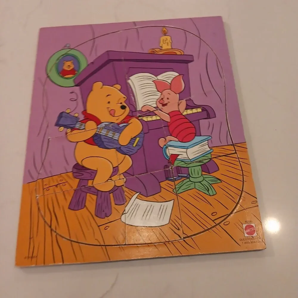 Vintage Mattel Disney Winnie the Pooh And Piglet Vintage Wooden Jigsaw Puzzle